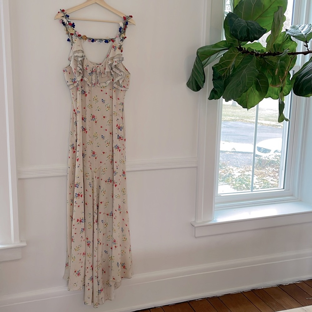 Doen Silk Dress with beautiful floral print and floral straps in sz XL